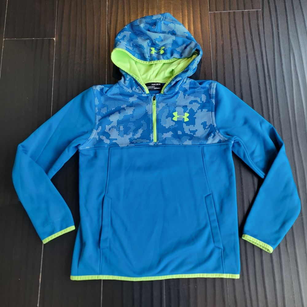 Under Armour Kids Blue and Neon Green Hoodie